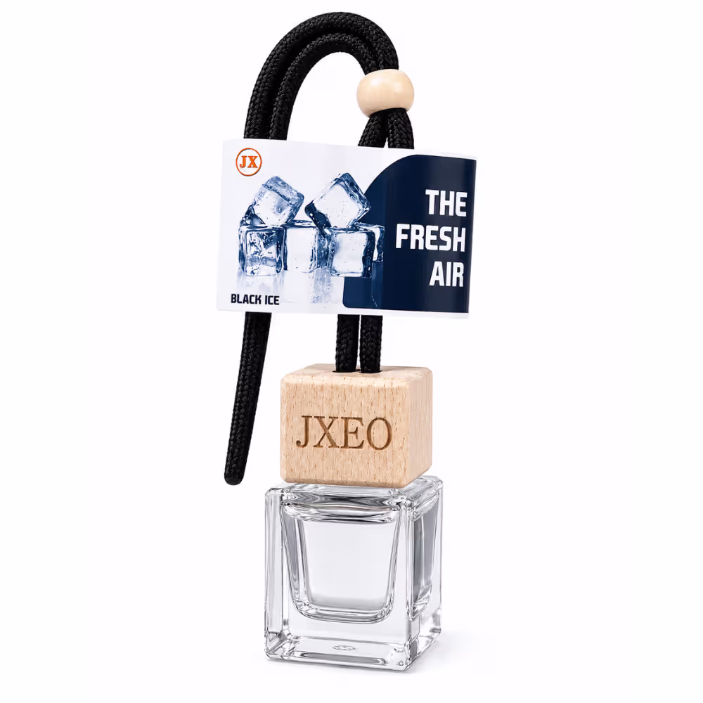 JXEO BLACK ICE GLASS BOTTLE HANGING CAR AIR FRESHENER